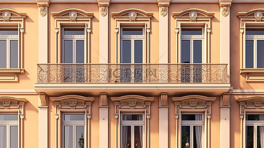 三层房子背景图片_具有经典外观和窗户功能的令人惊叹的三层房屋的 3D 渲染
