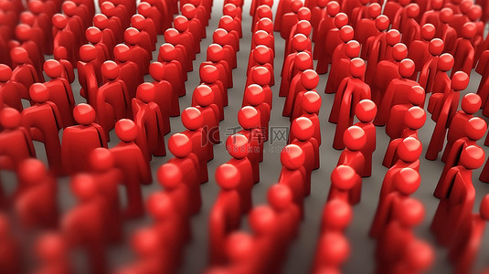 招聘团队背景图片_hr 3d 渲染员工招聘的磁铁从人群中吸引杰出的红色领导者