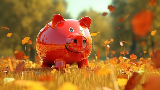 可爱卡通小猪背景图片_存钱罐的 3d 渲染