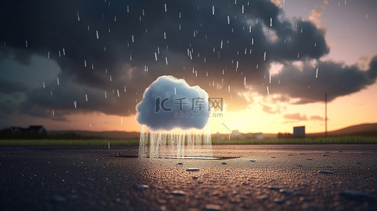 暴雨天背景图片_3d 插图中的孤独雨云