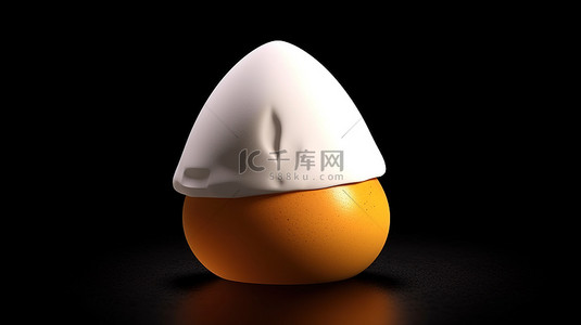 带有无边帽的 3D 渲染厨师鸡蛋