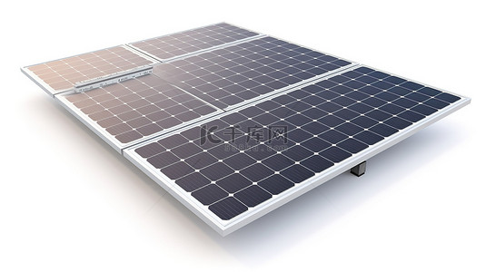 方法1背景图片_1 白色背景上的太阳能电池板的 3D 描绘，光伏电池发电，呈现出可持续且生态友好的能源方法