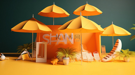 促销狂欢背景图片_3d 渲染中夏季储蓄的插图