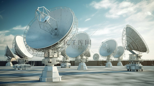 全球通信使卫星和天线的 3d 渲染成为可能