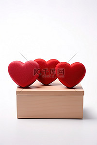 四颗心背景图片_木箱旁边的四颗红心