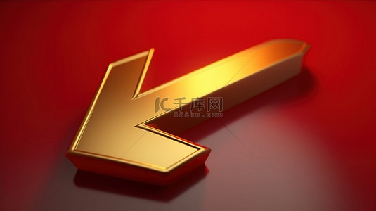 红色哑光板上的金色箭头右符号，带有 3D 渲染社交媒体图标