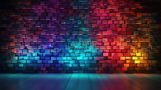 垃圾砖墙背景 3d 渲染上的彩色光点