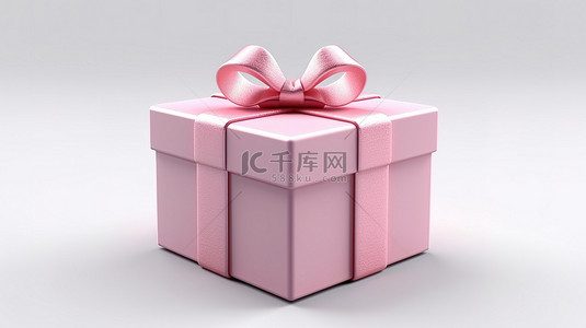 白色背景下的 3D 渲染粉红色礼物