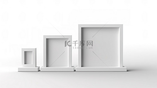 数字创建的原始白色背景下的空相框