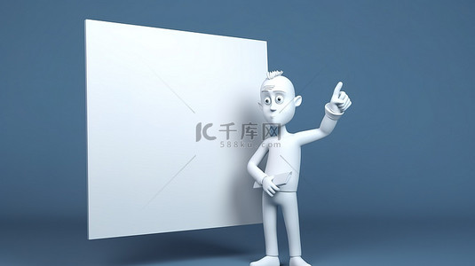 人物行业背景图片_手持笔记指向白板的男性人物的 3D 渲染