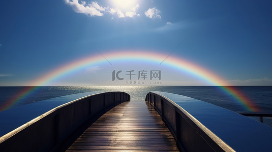 海水反射背景图片_海浪反射充满活力的彩虹与 3d 渲染和景深