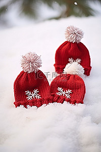 雪地上的帽子装饰品