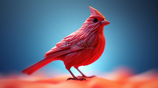 猩红色鸟的 3d 插图