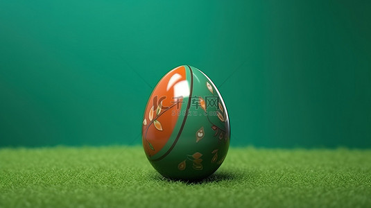 鲜艳绿色背景背景图片_绿色背景上色彩鲜艳的孤立复活节彩蛋的 3D 插图