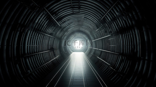 路障背景图片_抽象隧道在宽屏上简单优雅的深色 3d 渲染路障