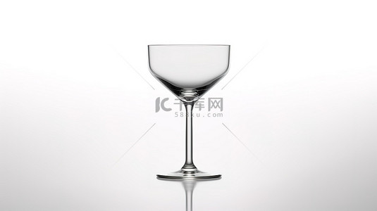 提酒背景图片_透明鸡尾酒杯，没有从侧面看到的内容，并使用 3D 渲染在白色背景中隔离