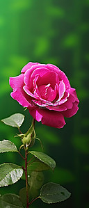 红玫瑰背景图片_绿色上漂亮的红玫瑰