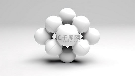 3d 渲染白色循环圆，具有抽象球形状和白色背景上的十字帽