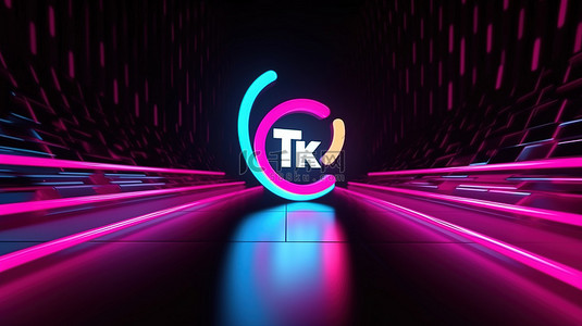 带有跟随我们文本和 3d 呈现的 tiktok 徽标的背景