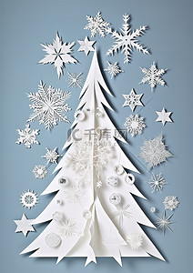 星星圣诞树背景图片_类似圣诞树的白色纸雪花