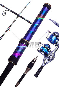 钓鱼竿和飞蝇钓鱼竿套装，配有两种不同类型的渔具