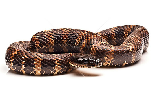 孤立在世界上最长的毒蛇眼镜王蛇的白色 3D 模型上