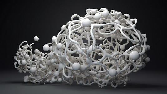 重复元素的抽象结构 3D 渲染创建白色图形