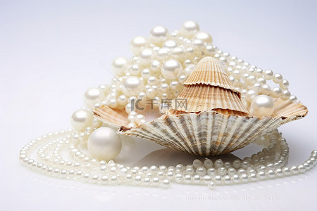 珠宝背景图片_贝壳上的淡水珍珠和珠宝