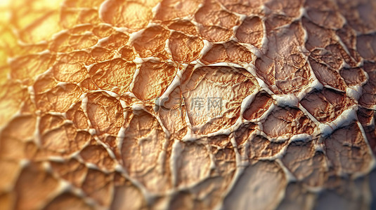 鱼抽象背景图片_从宏观角度对恶化的皮肤细胞进行 3D 渲染，并伴有皮肤干燥和鱼鳞病细节