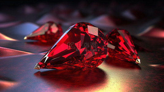 婚礼时尚背景图片_万亿形状的红宝石 3​​D 可视化