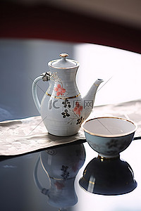 酒背景图片_桌上的小日本茶壶和风扇