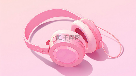 3d 粉红色耳机在匹配的背景上令人惊叹的再现