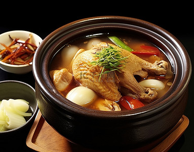 食品中国背景图片_韩国菜，中国汤鸡