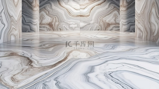 桌子纹理白色背景图片_白色背景中的大理石地板纹理，用于室内设计和产品展示的 3D 渲染