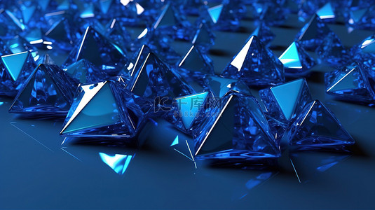 星光主题背景背景图片_3d 渲染中星光熠熠的蓝色三角形