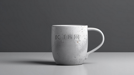 白色马克杯背景背景图片_光滑的灰色表面上的杯子模型 3d 渲染