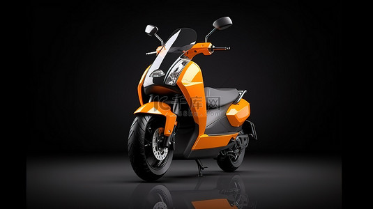 摩托男孩背景图片_灰色背景的 3D 插图，配有橙色城市运动两座摩托车