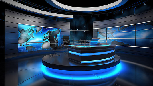 虚拟现实平台背景图片_虚拟现实 3D 技术的新闻演播室