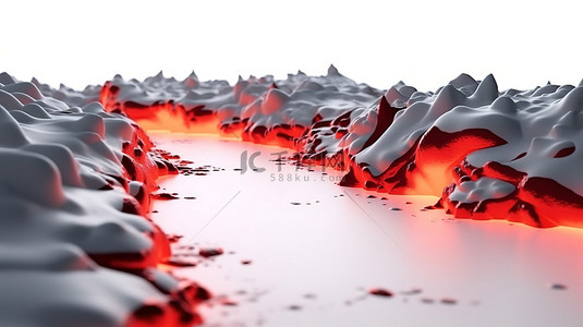 简约图形元素背景图片_白色地板背景上熔岩形状的简约 3D 渲染，具有抽象构图和照明