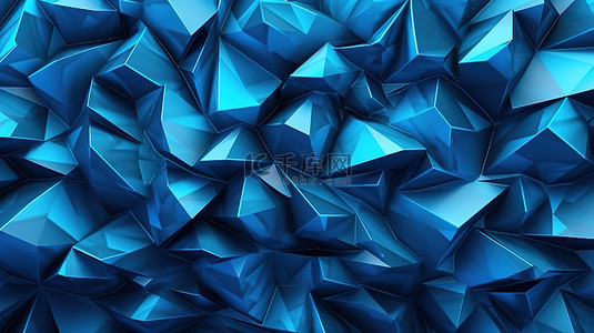 3d 渲染垃圾表面与三角形蓝色抽象背景