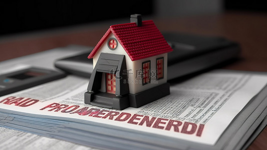 借贷信用背景图片_带有橡皮图章的预先批准的抵押或贷款文件的 3D 插图