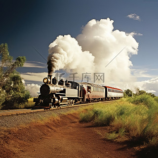 春运火车背景图片_行驶在路上的蒸汽动力火车