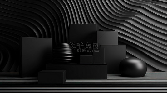 黑色标签背景图片_新来者黑色展示产品的抽象背景插图