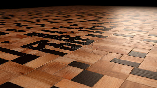 镶木地板上覆盖着 3d 渲染中的抑郁症