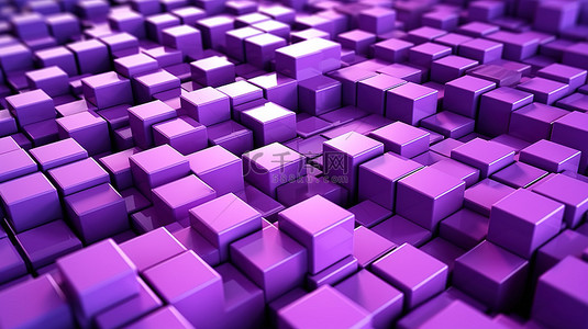渐变紫色抽象背景三维立方体