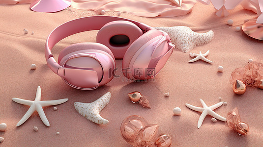 配饰背板背景图片_充满活力的粉红色海滩度假夏季必需品和有趣的配饰
