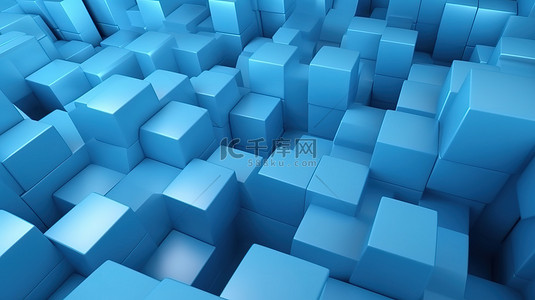 浅蓝色渐变结构中几何抽象背景的 3D 渲染
