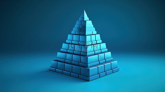 3d 渲染蓝色背景金字塔图