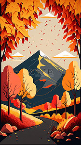 红色的山峰背景图片_秋天黄色山峰