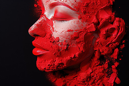 化妆品粉末背景图片_紅色素